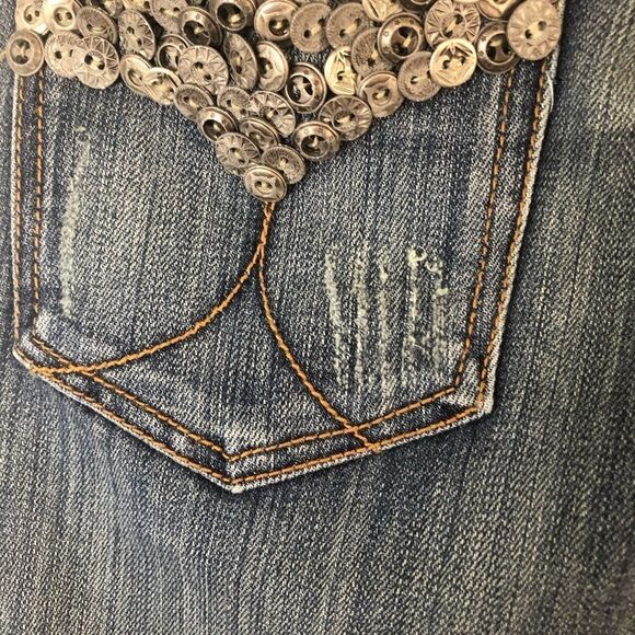 Do Denim Blue Jeans with metal buttons  detail around pockets size 27 - Picture 9 of 11